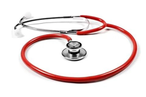 Red stethoscope on white background Stock Photos
