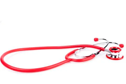 Red Stethoscope on White Stock Photos