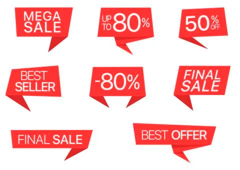 Red sticker set Stock Illustration