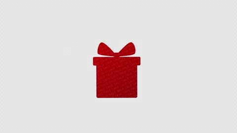 Red sticker in the shape of a gift box with a pattern of the word sale appears Stock Footage 289775083