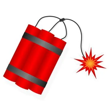 Red sticks of dynamite with flash fire on the fuse. Vector illustration Stock Illustration