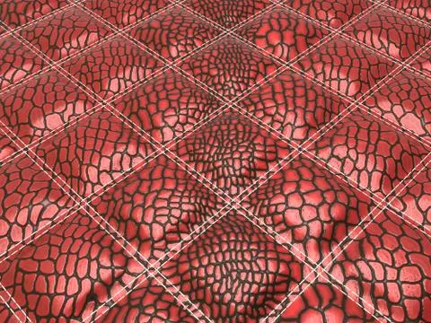 Red stitched alligator skin with rectangles Stock Illustration
