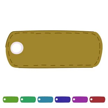 Red stitched blank leather tag for products graphic Stock Illustration