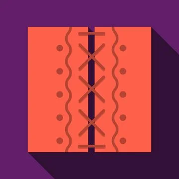 Red stitched patches flat vector icon Flat color vector icon for stitched ... Foto stock