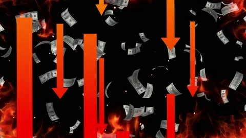 Red stock chart fall down loop animation Stock Footage 159417058