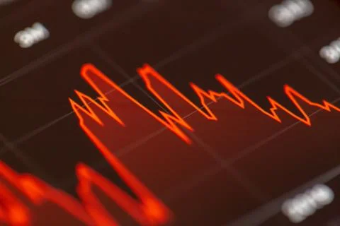Red stock graph chart Stock Photos