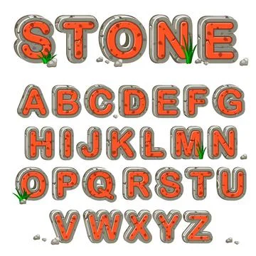 Red Stone alphabet in vector Stock Illustration