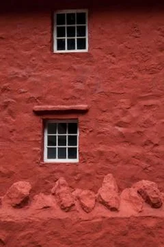 Red stone wall Stock Photos