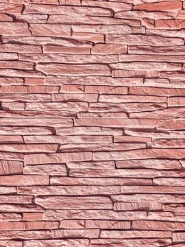 Red Stone Wall Texture with Natural Stacked Stone Pattern Copy Space Stock Photos