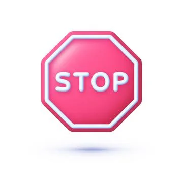 Red stop 3d sign on light background. Vector illustration Stock Illustration