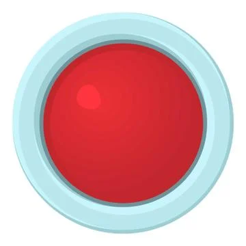 Red stop and panic button icon, cartoon style Illustrazione stock