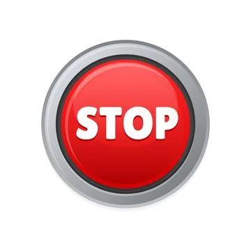 Red Stop Button on White Background. Vector 库存插图