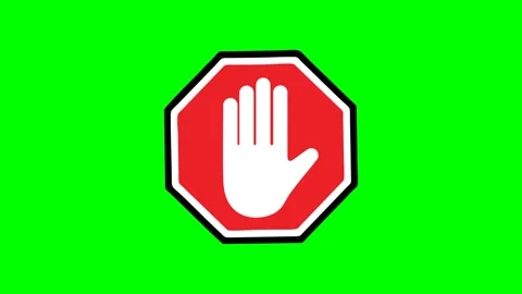 Red stop roadsign with big hand symbol Stock Footage 311060140