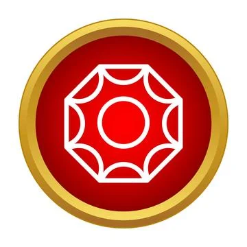 Red stop sign button icon on white background Stock Illustration