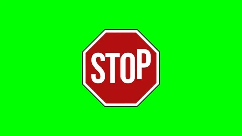 Red stop sign on a green screen, transparent background with alpha channel 4k Stock Footage 311060060