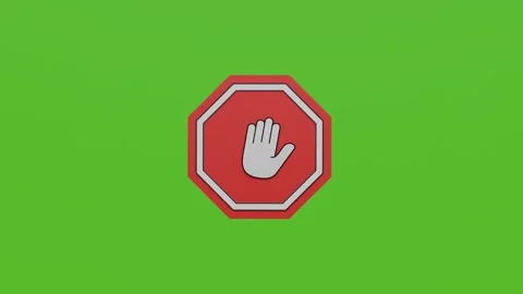 A red stop sign with an imitation of a hand forbidding passage on a green screen Stock Footage 281354102