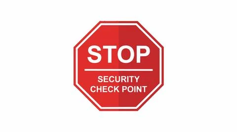 Red stop sign security checkpoint warning sign. Stockillustratie