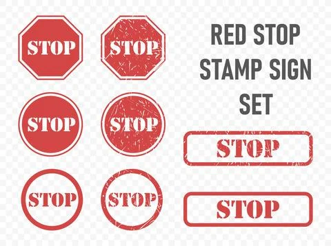 Red stop stamp vector sign set grunge style Stock Illustration
