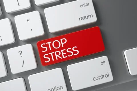 Red Stop Stress Button on Keyboard. 3D Illustrazione stock