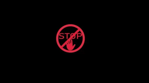Red Stop Symbol on Black Background Stock Footage 332824378