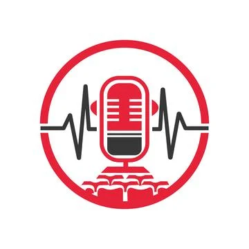 Red stopwatch and microphone inside Free Vector Stock Illustration