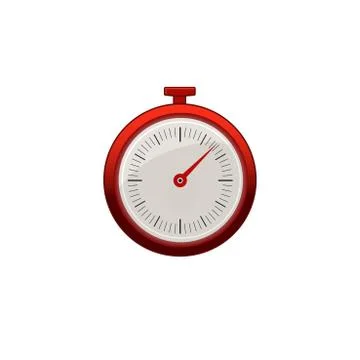 Red stopwatch clock icon on white background Stock Illustration