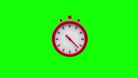 Red stopwatch looping motion graphic animation on green screeen Stock Footage 282479446
