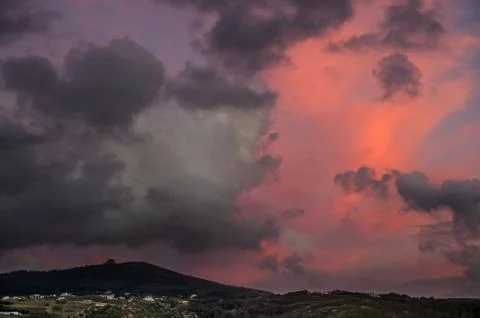 Red Stormy Sky Stock Photos
