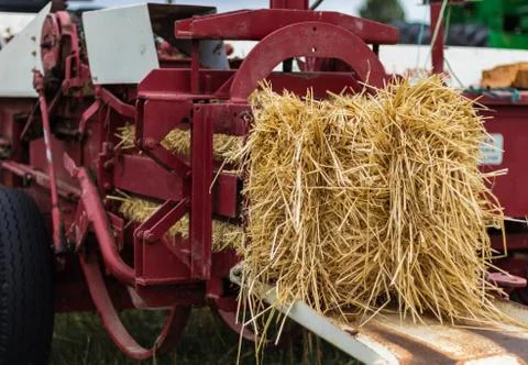 Red Straw Baler Stock Photos