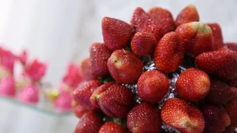 Red strawberries at the candy bar. strawberry healthy food Stockbeeldmateriaal 123762192