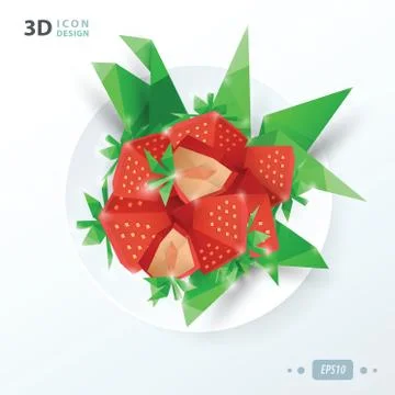 Red strawberries on dish Stock Illustration