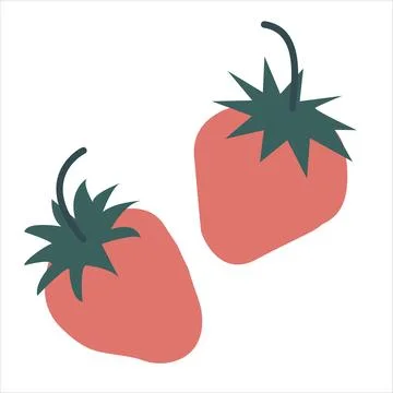 Red strawberries. Isolated element on a white background. Hand drawing. Illustrazione stock
