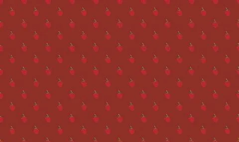 Red strawberries pattern on a dark red background Stock Illustration
