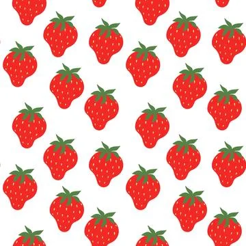 Red strawberries seamless pattern. Strawberry isolated on transparent backgro Stock Illustration