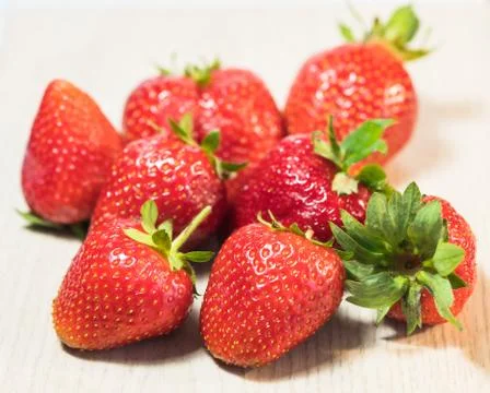 Red strawberries on the table Stock Photos