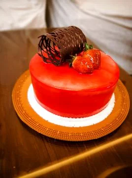 Red Strawberry Cake 스톡 사진