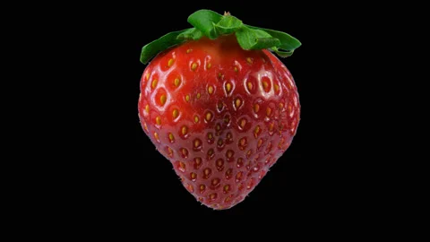 Red strawberry cut out on transparent background, looped rotation, alpha channel Stock Footage 86546738