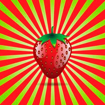 Red strawberry fruit abstract pattern on light green &amp; red background Stock Illustration