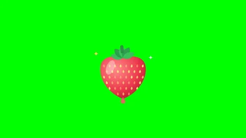 Red strawberry fruit pattern on chroma key green background Stock Footage 348079759