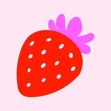 Red strawberry. Printable flat vector illustration for textile, fabric Stock Illustration