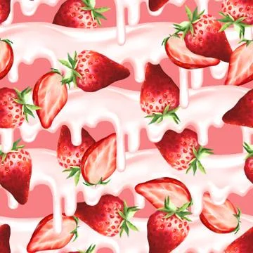 Red strawberry seamless pattern Stock Illustration