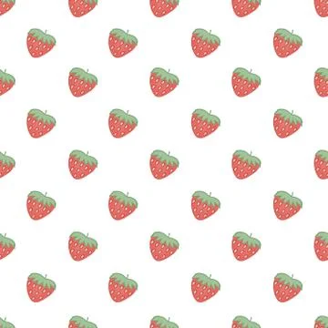Red strawberry seamless pattern vector on isolated white background Stock Illustration
