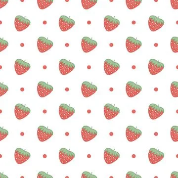 Red strawberry seamless pattern vector on isolated white background Stock Illustration