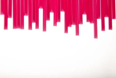 Red straws pattern isolated on white background Stock Photos