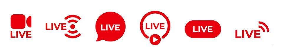 Red stream broadcast icon. Live logo online. Stock Illustration