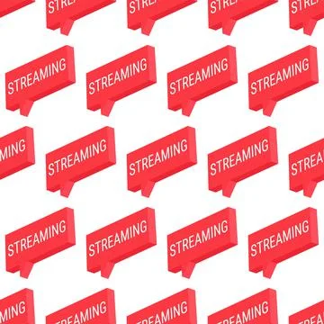 Red streaming. Isometric 3d vector button. Internet symbol online broadcastin Stock Illustration