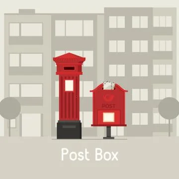 Red street Mail Boxes Stock Illustration