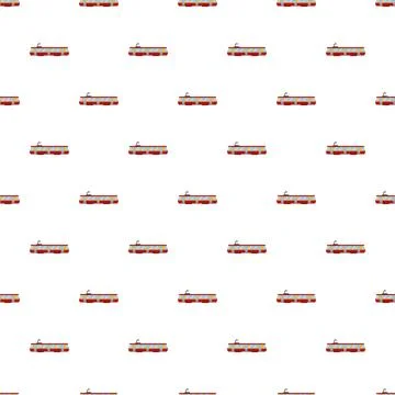Red streetcar pattern repeating on white background Stock Illustration