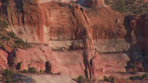 Red striations sandstone mountain wall Stock Footage 61575702