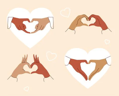 Red string of destiny four hands Stock Illustration